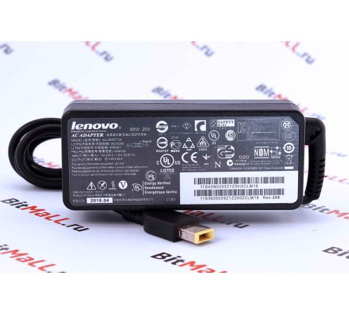 Блок питания (зарядка) ноутбука Lenovo 20V 3.25A прямоугольный штекер